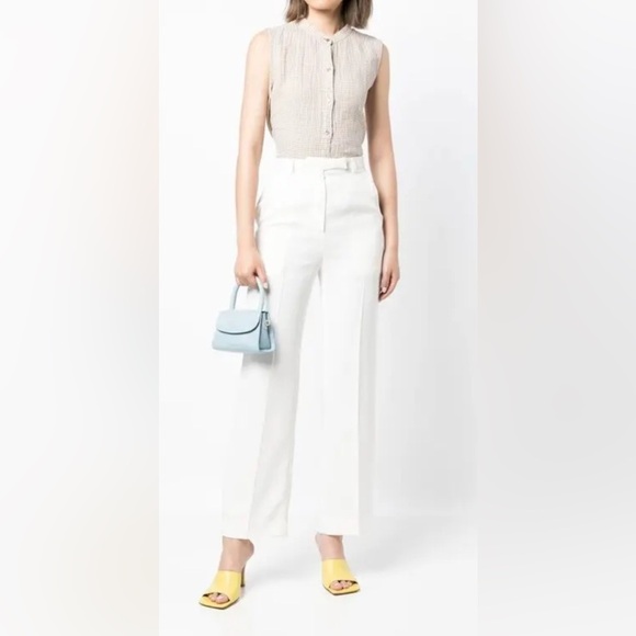 Eileen Fisher Cream100%linen Sleeveless Blouse Sleeveless Button-Up Shirt L/G - Picture 5 of 13